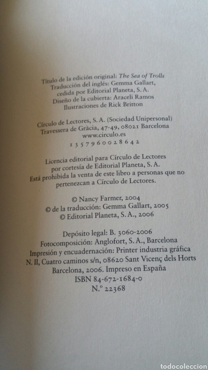 Libros de segunda mano: El mar de los trolls. Nancy Farmer, c&iacute;rculo de lectores 2006. - Foto 5