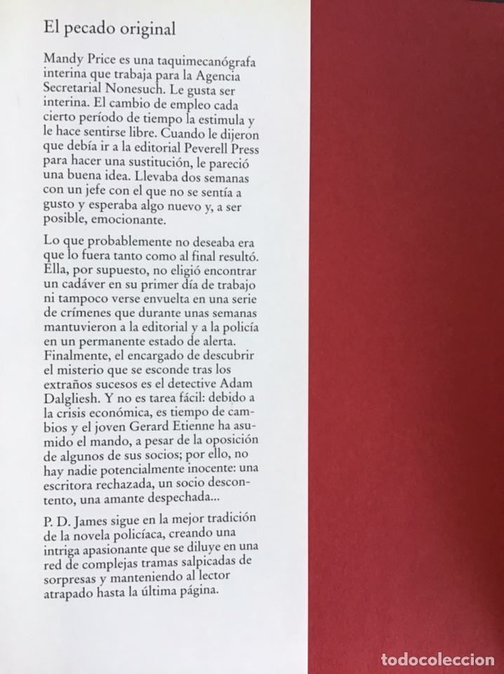 Libros de segunda mano: EL PECADO ORIGINAL / P.D. JAMES / C&Iacute;RCULO DE LECTORES - Foto 2