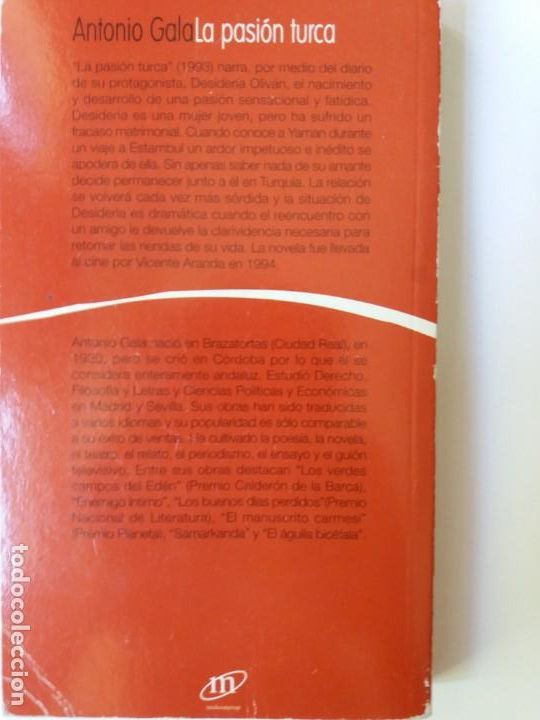 Libros de segunda mano: LIBRO. DE ANTONIO GALA, LA PASI&Oacute;N TURCA. - Foto 2