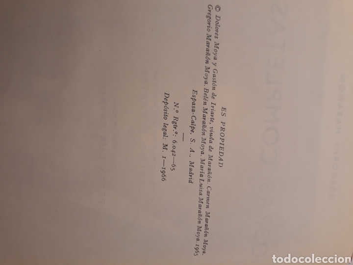 Libros de segunda mano: Gregorio Mara&ntilde;on. Obras completas. 6 tomos. - Foto 3