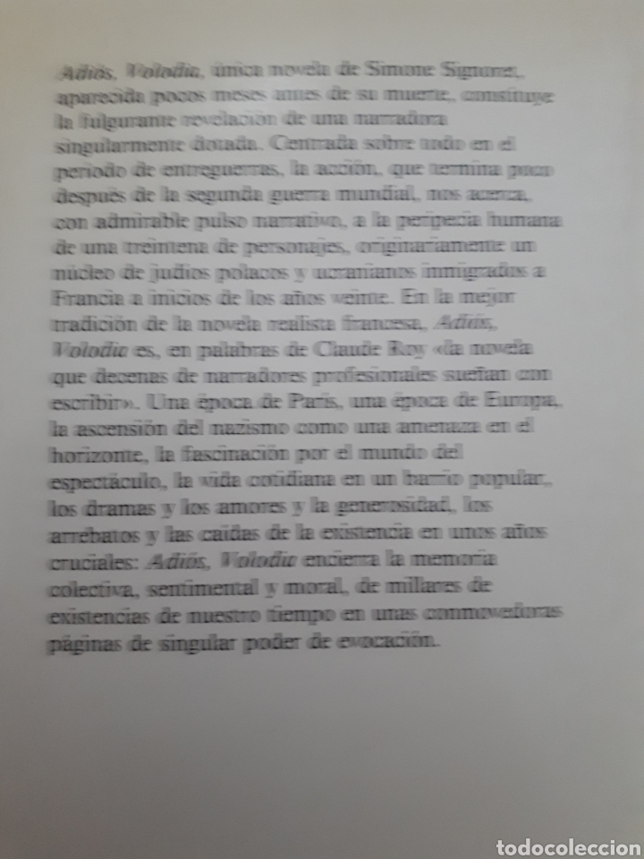 Libros de segunda mano: ADIOS VOLODIA - SIMONE SIGNORET - Foto 2
