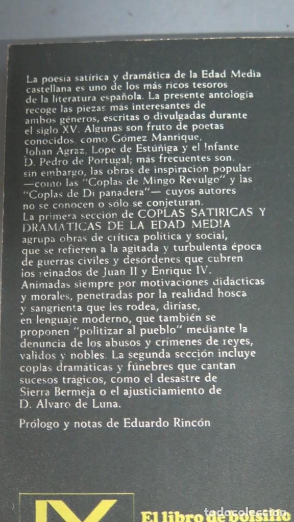 Libros de segunda mano: COPLAS SATIRICAS Y DRAMATICAS DE LA EDAD MEDIA - Foto 2