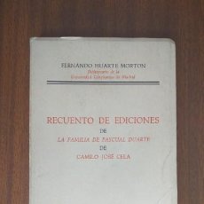 Libros de segunda mano: RECUENTO DE EDICIONES DE LA FAMILIA DE PASCUAL DUARTE DE CAMILO JOSÉ CELA