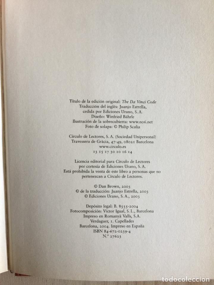 Libros de segunda mano: El c&oacute;digo Da Vinci - Dan Brown - Foto 3