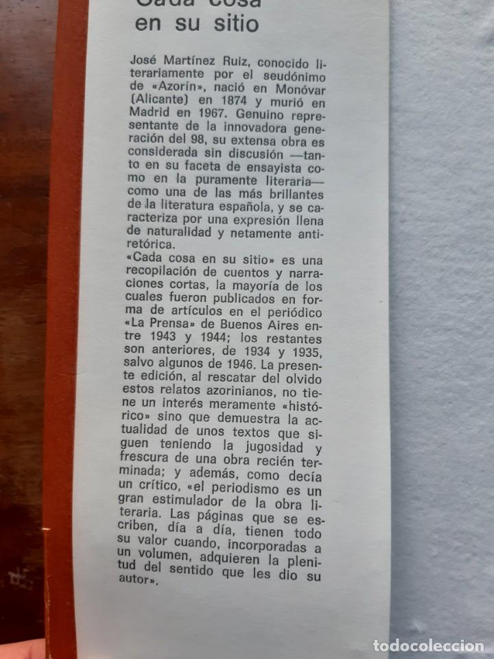 Libros de segunda mano: Cada cosa en su sitio Azorin - Foto 2