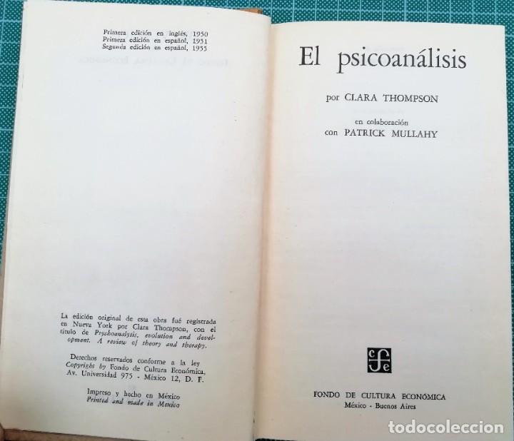 Libros de segunda mano: El psicoan&aacute;lisis. Clara Thompson - Foto 2