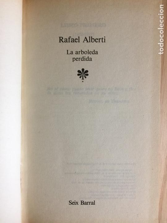Libros de segunda mano: La arboleda perdida - Rafael Alberti - Foto 3