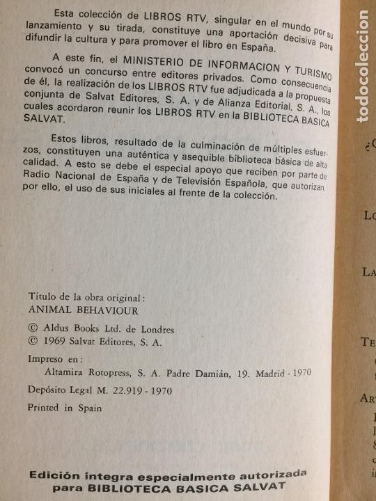 Libros de segunda mano: La conducta de los animales - J. D. Carthy - Foto 4