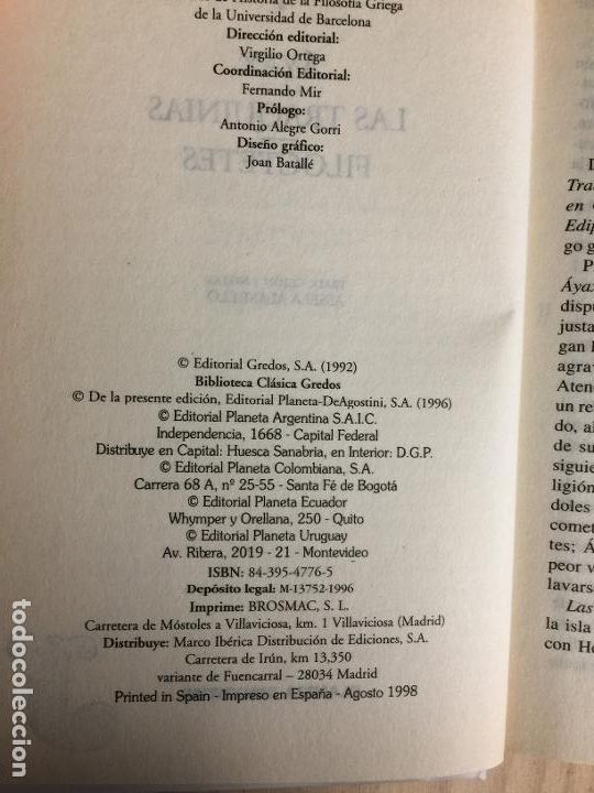 Libros de segunda mano: &Aacute;yax. Las Traquinias. Filoctenes. - S&oacute;focles - Foto 4
