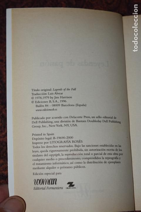 Libros de segunda mano: Libro LEYENDAS DE PASI&Oacute;N DE JIM HARRISON - Foto 2