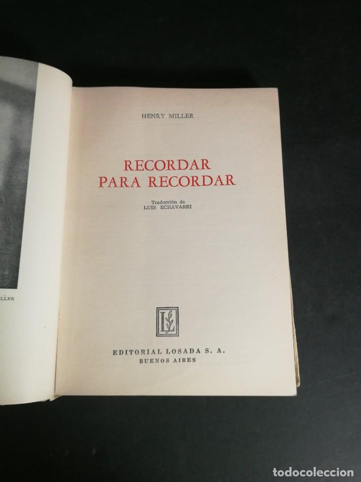 Libros de segunda mano: Henry Miller Recordar para Recordar 1966 - Foto 2