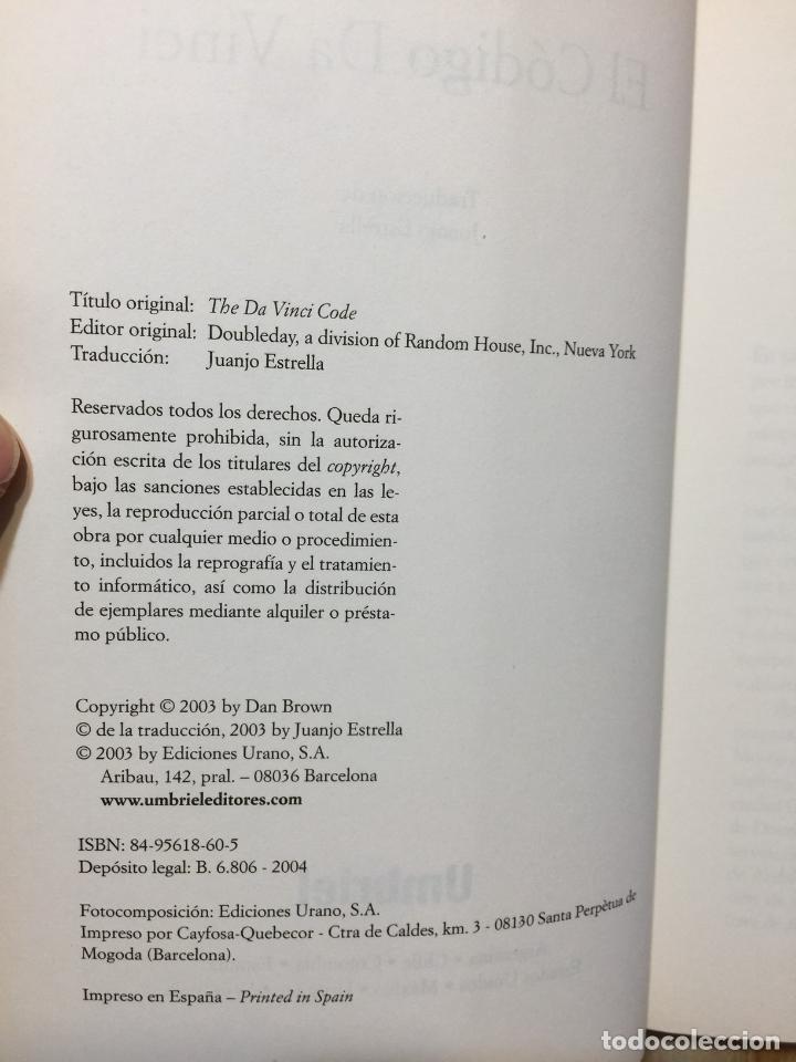 Libros de segunda mano: El c&oacute;digo Da Vinci - Dan Brown - Foto 4
