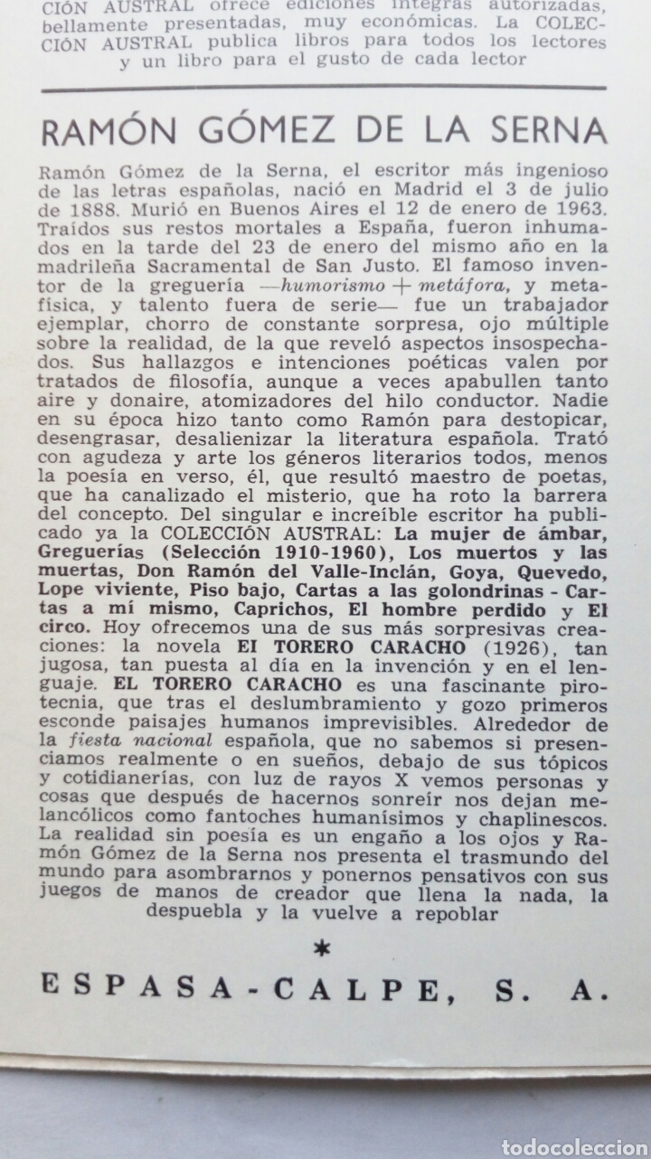Libros de segunda mano: El torero Caracho. Ram&oacute;n G&oacute;mez de la Serna. - Foto 3