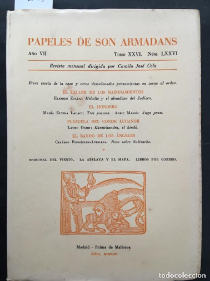 Libri di seconda mano: PAPELES DE SON ARMADANS, A&Ntilde;O VII, TOMO XXVI, NUMERO LXXVI, JULIO 1962