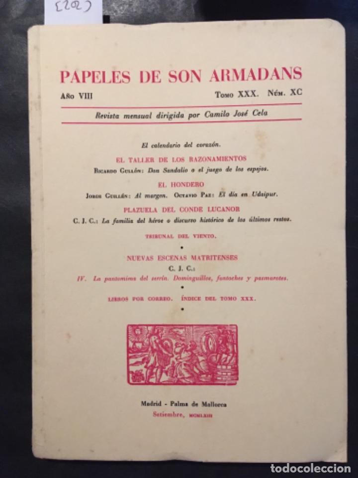 Libros de segunda mano: PAPELES DE SON ARMADANS, A&Ntilde;O VIII, TOMO XXX, NUMERO XC, SEPTIEMBRE 1963