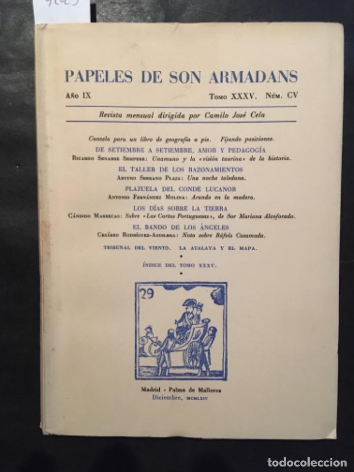 Libros de segunda mano: PAPELES DE SON ARMADANS, A&Ntilde;O IX, TOMO XXXV, NUMERO CV, DICIEMBRE 1964