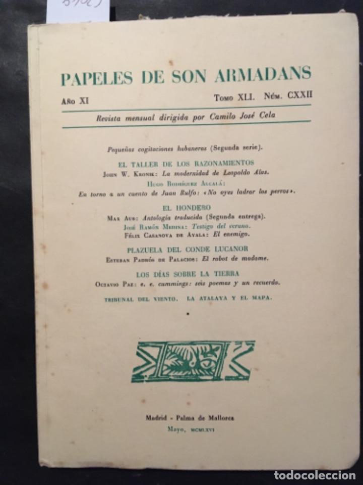 Libros de segunda mano: PAPELES DE SON ARMADANS, A&Ntilde;O XI, TOMO XLI, NUMERO CXXII, MAYO 1966