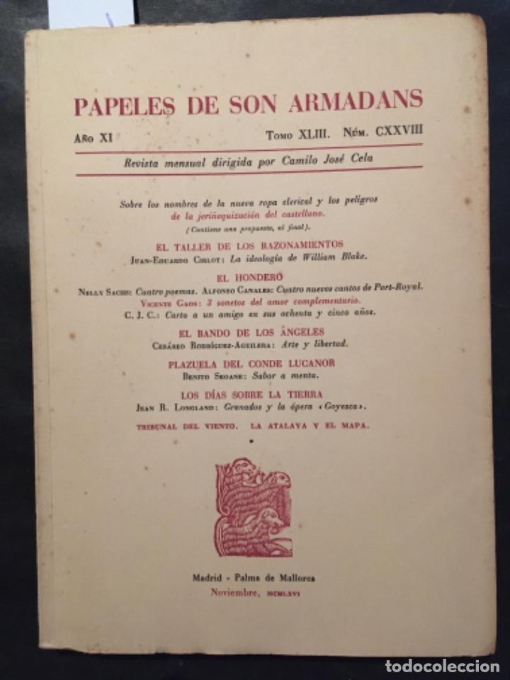 Libros de segunda mano: PAPELES DE SON ARMADANS, A&Ntilde;O XI, TOMO XLIII, NUMERO CXXVIII, NOVIEMBRE 1966