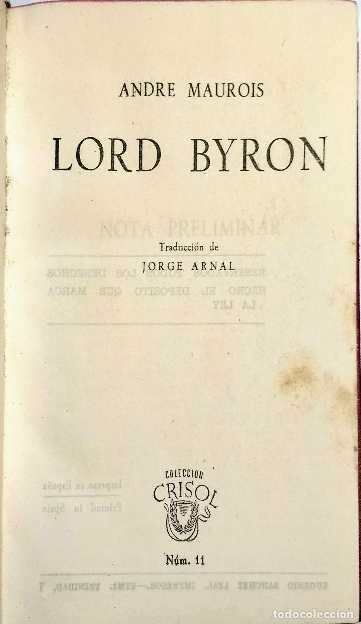 Libros de segunda mano: Lord Byron - MAUROIS ANDRE - Foto 2