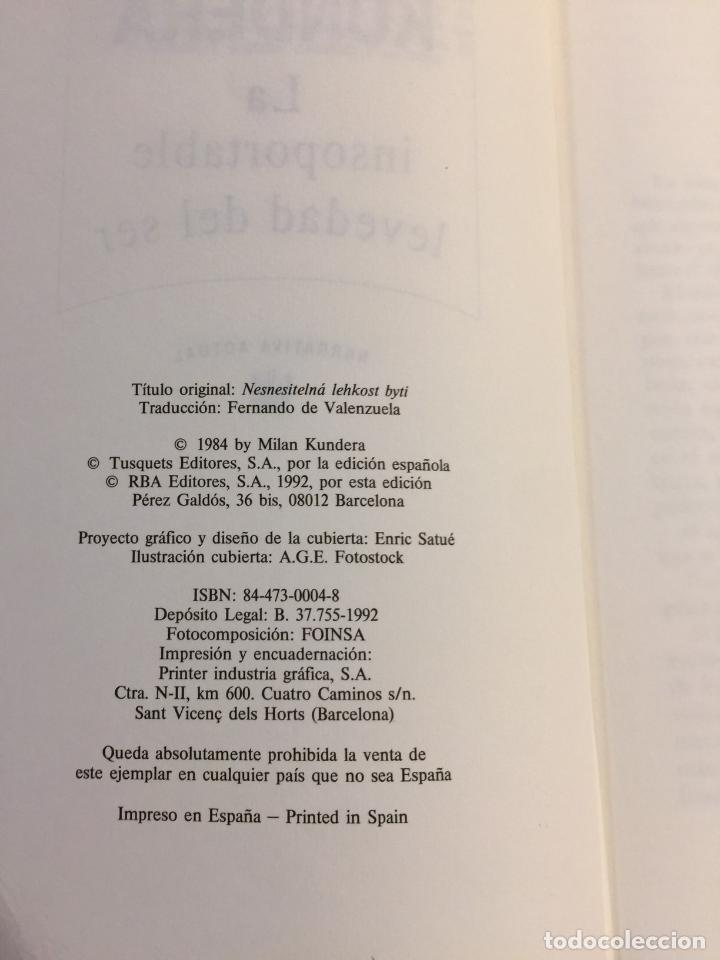 Libros de segunda mano: La insoportable levedad del ser - Milan Kundera - Foto 2
