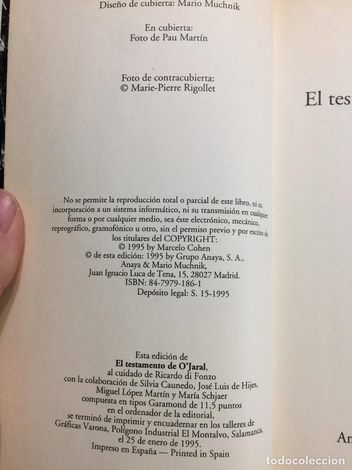 Libros de segunda mano: El testamento de ojaral - Marcelo Cohen - Foto 3