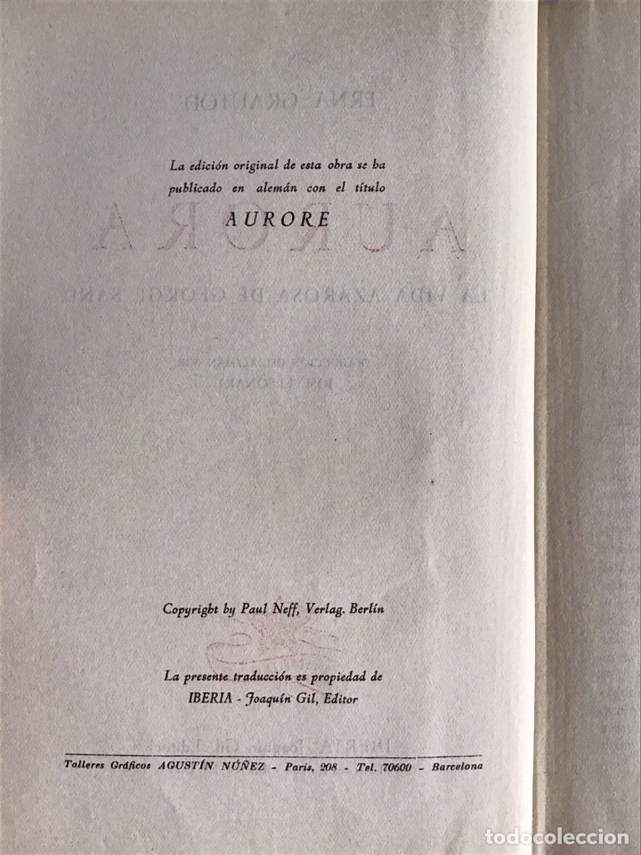 Libros de segunda mano: AURORA / ERNA GRAUTOFF / IBERIA - JOAQU&Iacute;N GIL, EDITOR - Foto 3