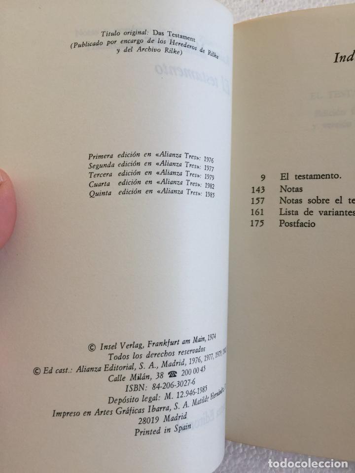 Libros de segunda mano: El testamento - Rainer Maria Rilke - Foto 3