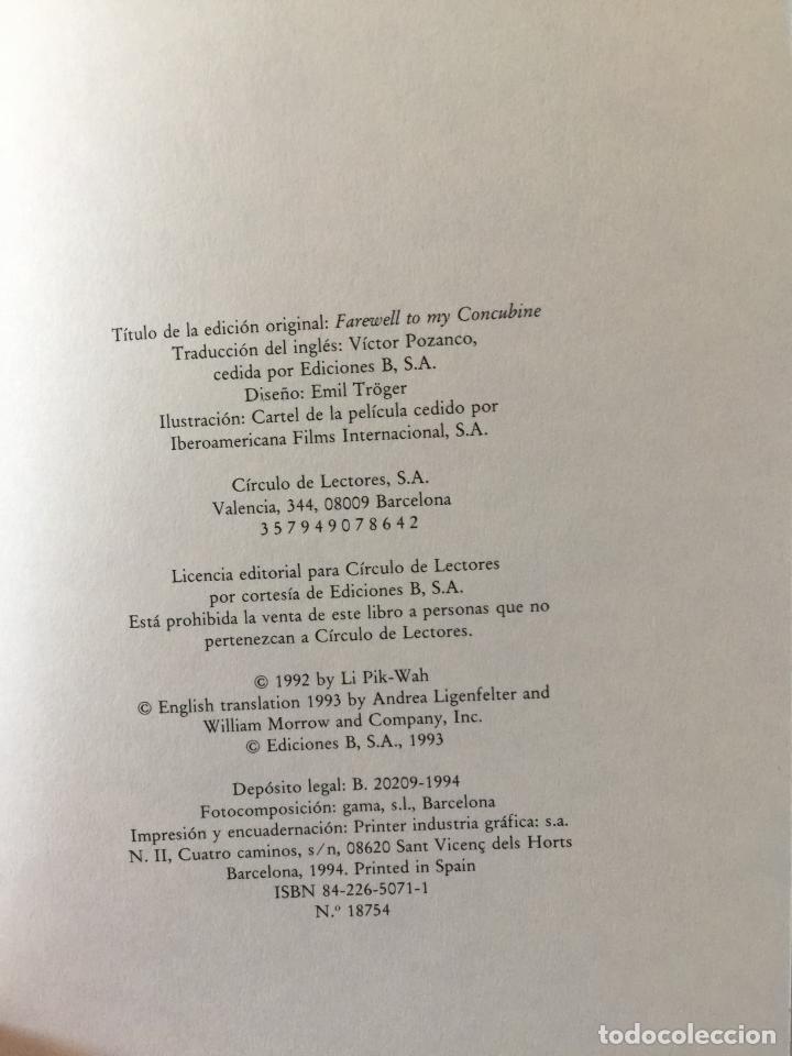 Libros de segunda mano: Adi&oacute;s a mi concubina - Llilian Lee - Foto 2