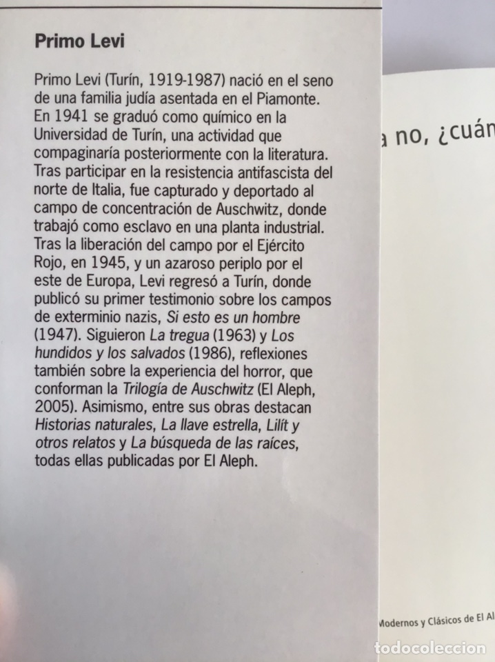 Libros de segunda mano: SI AHORA NO, &iquest;CU&Aacute;NDO? / PRIMO LEVI / EL ALEPH - Foto 2