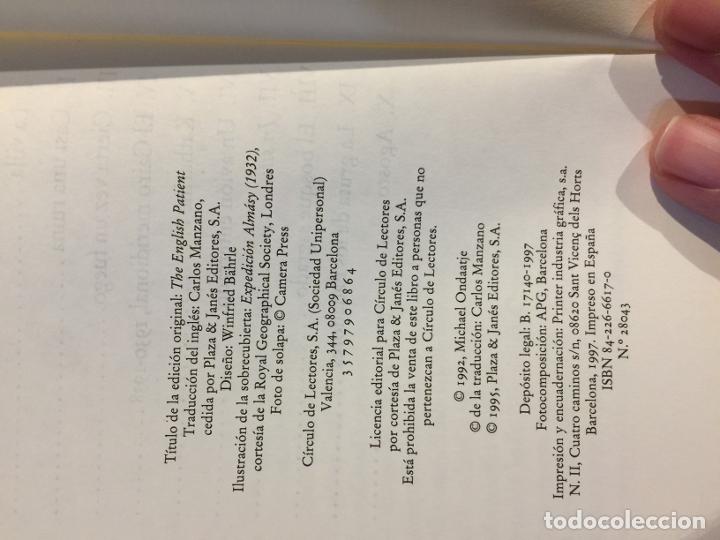 Libros de segunda mano: El paciente ingl&eacute;s - Michael Ondaatje - Foto 3