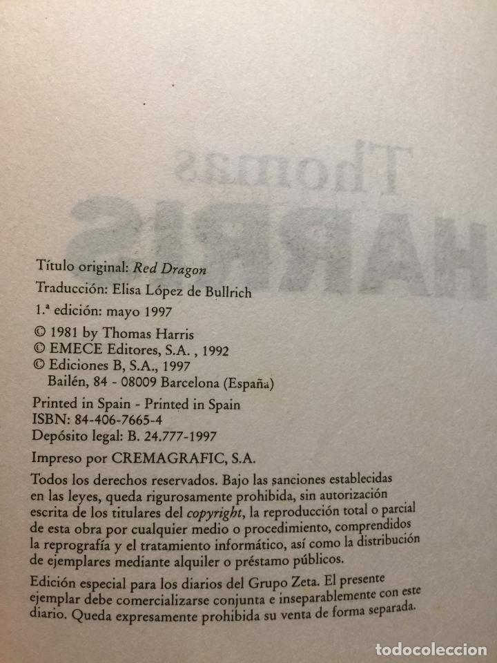 Libros de segunda mano: El drag&oacute;n rojo - Thomas Harris - Foto 3