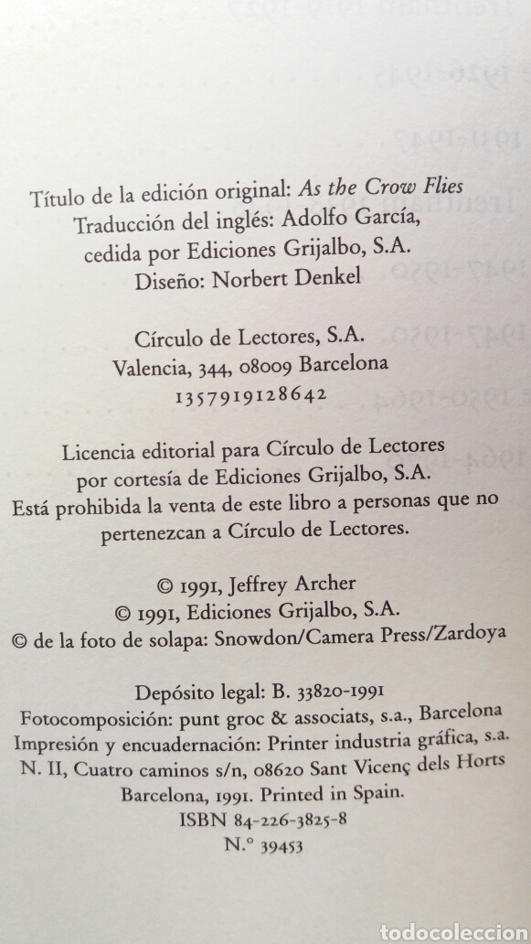 Libros de segunda mano: Como los cuervos. Jeffrey Archer. C&iacute;rculo de lectores, 1991. - Foto 9