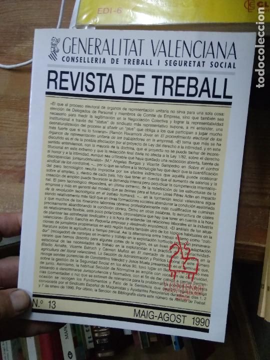 Second hand books: Revista de treball n&ordm; 13 maig-agost 1990. Generalitat Valenciana. L.19132-291