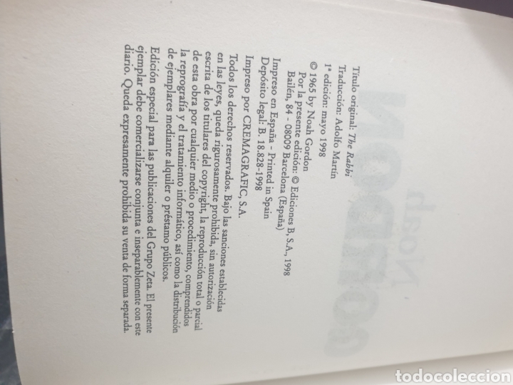 Libros de segunda mano: El rabino, 1998, Noah gordon - Foto 6