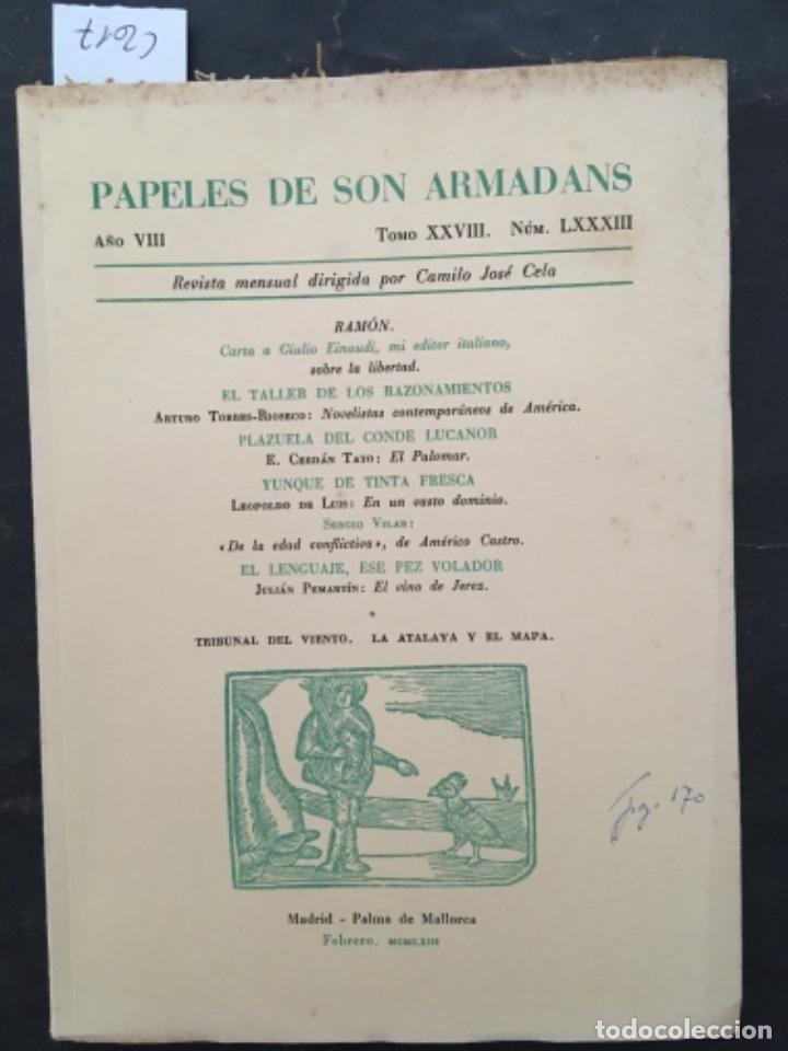 Libros de segunda mano: PAPELES DE SON ARMADANS, A&Ntilde;O VIII, TOMO XXVIII, NUMERO LXXXIII, FEBRERO 1963