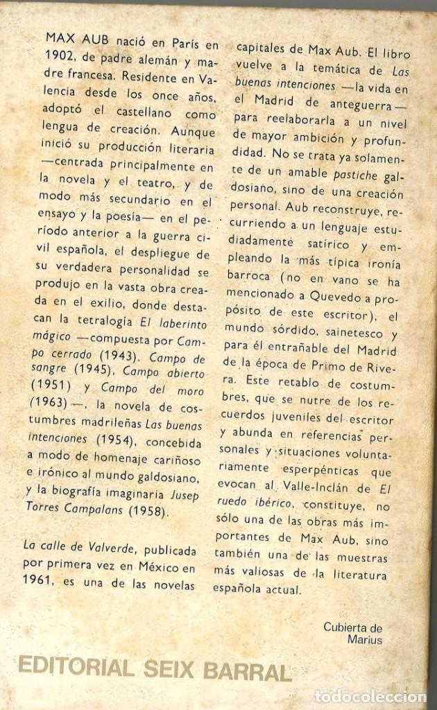 Libros de segunda mano: Max Aub. La calle de Valverde. 1970 - Foto 2