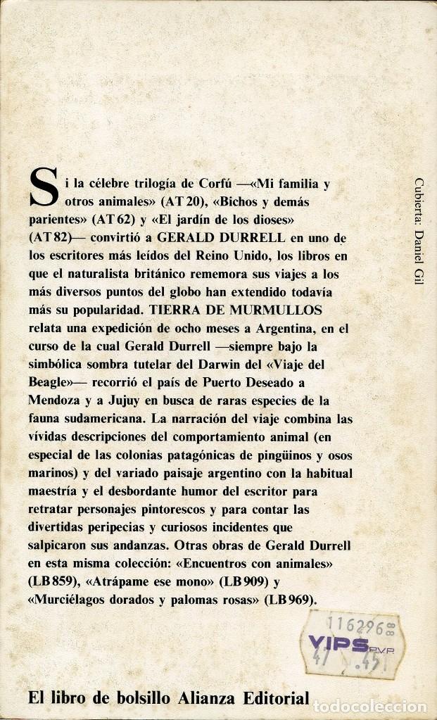 Libros de segunda mano: TIERRA DE MURMULLOS. De Gerald Durrell. - Foto 2