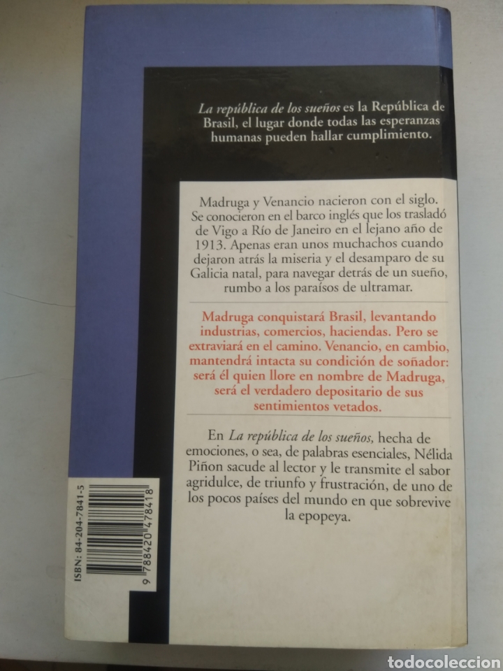 Libros de segunda mano: LA REPUBLICA DE LOS SUE&Ntilde;OS/NELIDA PI&Ntilde;ON - Foto 4