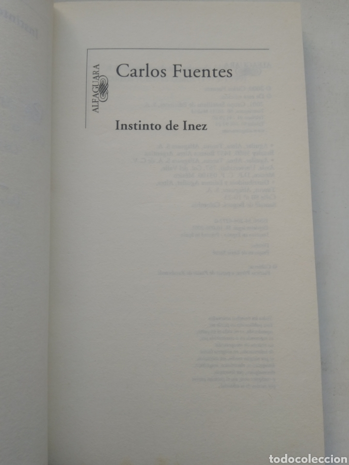 Libros de segunda mano: INSTINTO DE INEZ/CARLOS FUENTES - Foto 3