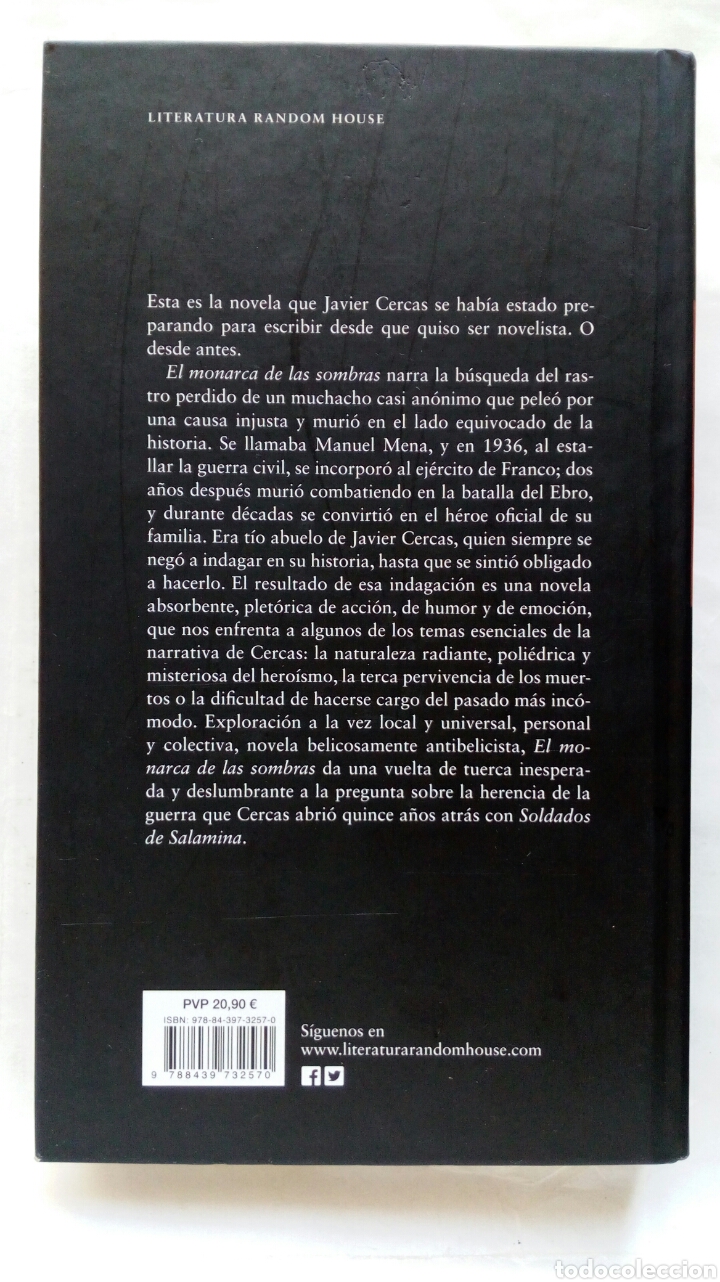 Libros de segunda mano: El monarca de las sombras. Javier Cercas. - Foto 2