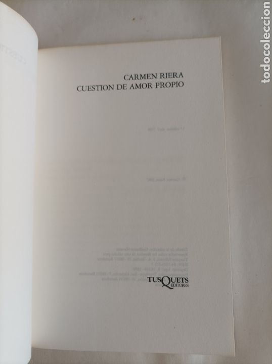 Libros de segunda mano: Cuesti&oacute;n de amor propio / Carmen Riera - Foto 2