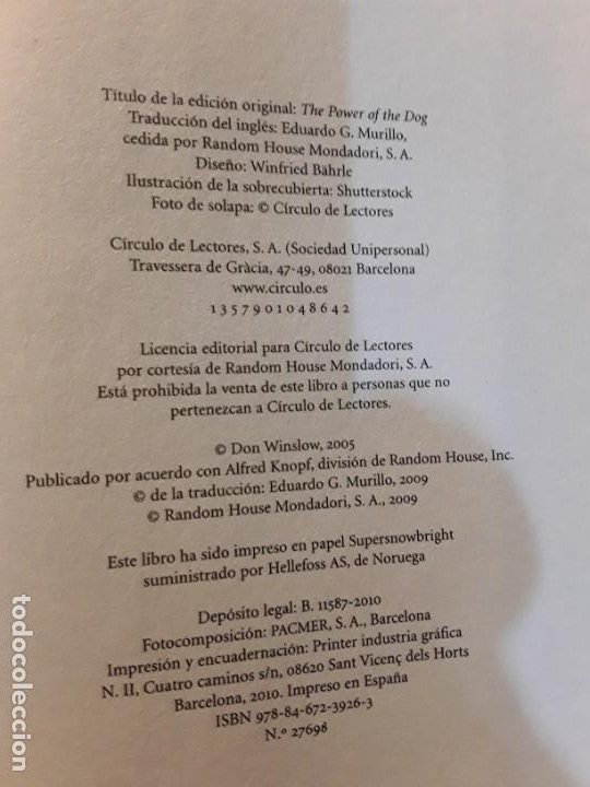 EL PODER DEL PERRO, DON WINSLOW, LITERATURA RANDOM HOUSE