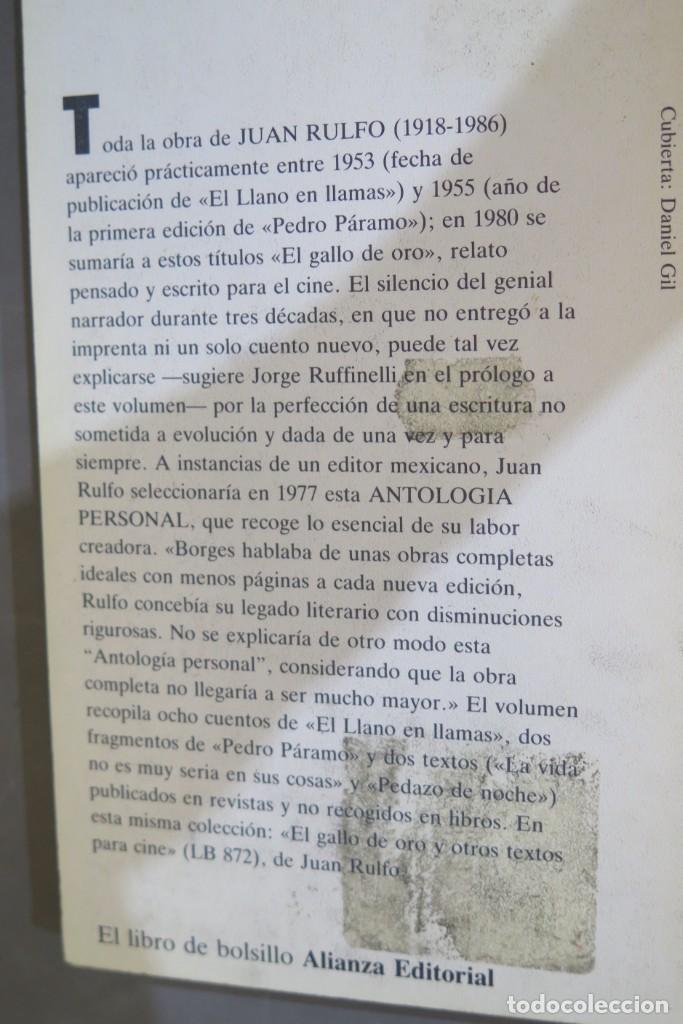 Libros de segunda mano: ANTOLOG&Iacute;A PERSONAL. RULFO - Foto 2