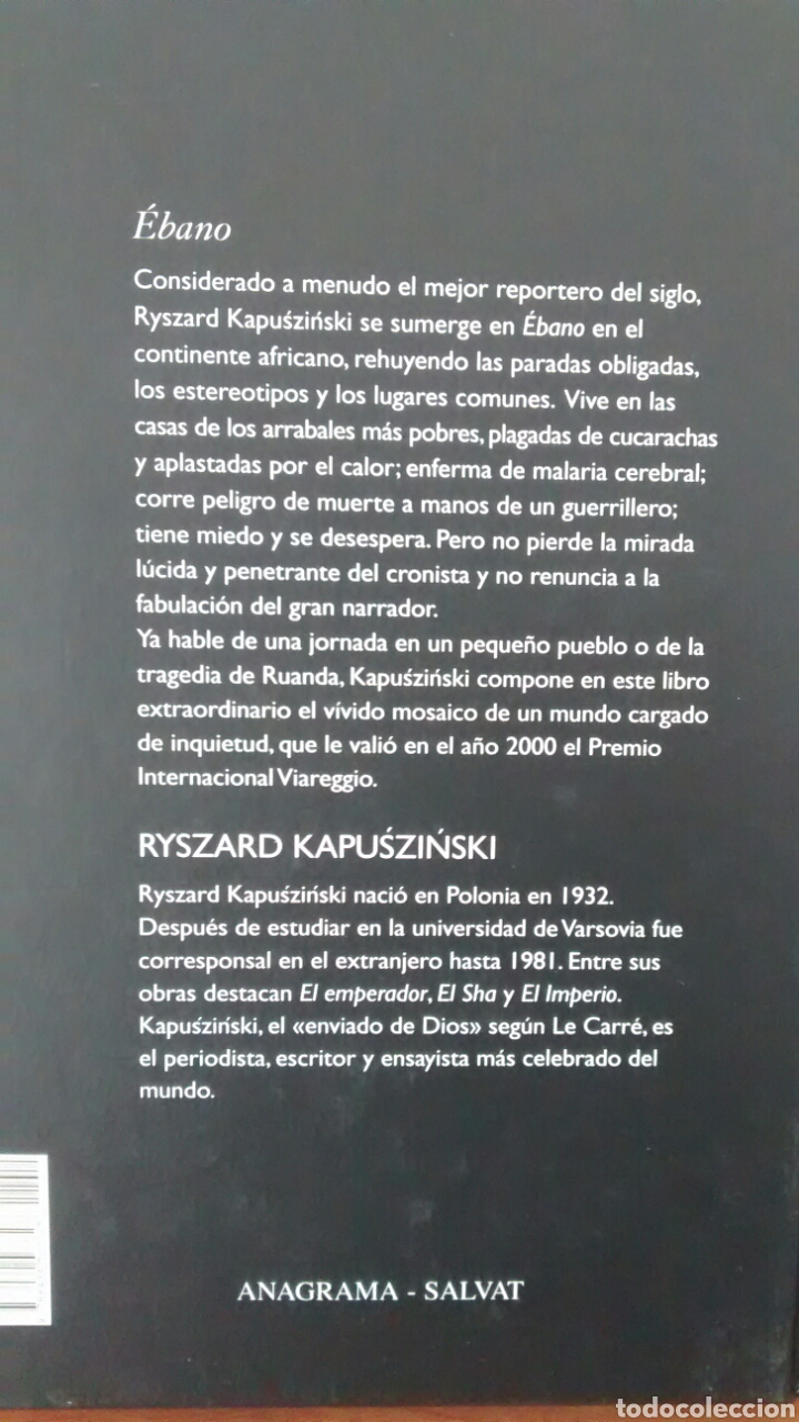 Libros de segunda mano: EBANO DE RYSZARD KAPUSZINSKI (ANAGRAMA) - Foto 2