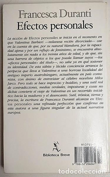 Libros de segunda mano: Efectos personales, Francesca Duranti - Foto 2