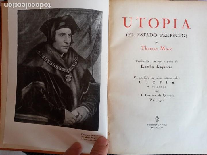 Libros de segunda mano: UTOPIA. THOMAS MORE. APOLO 1937. - Foto 1