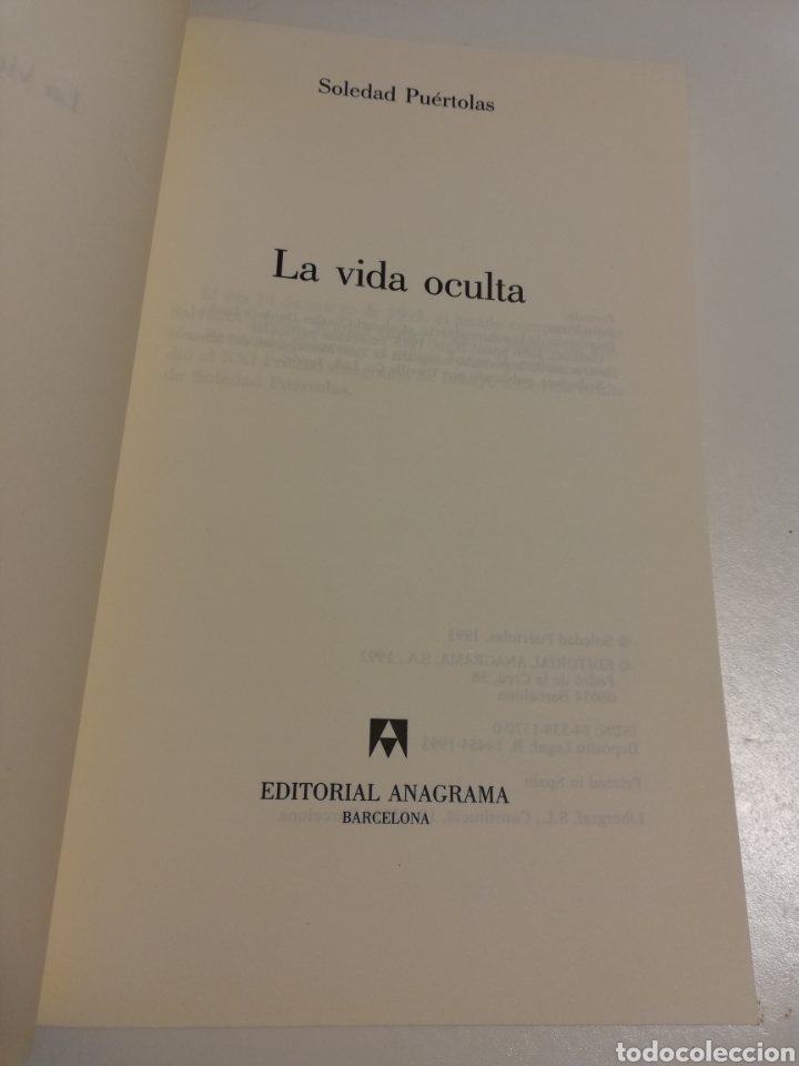 Libros de segunda mano: LA VIDA OCULTA (SOLEDAD PU&Eacute;RTOLAS) - Foto 2