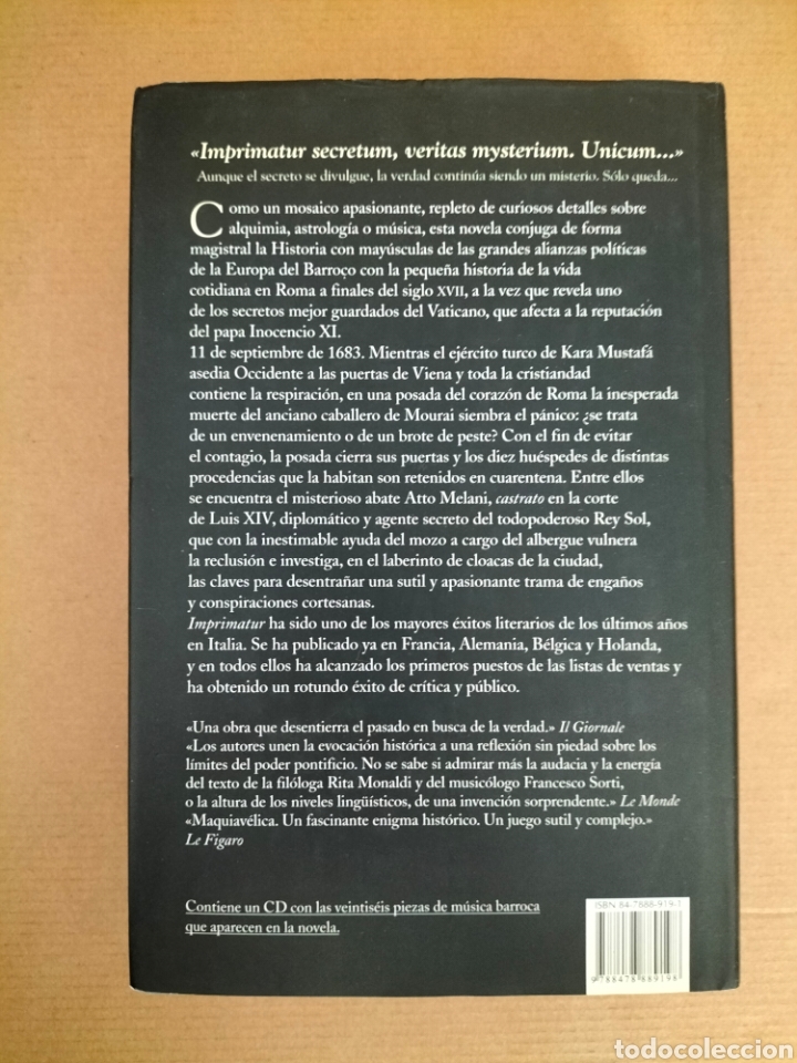 Libros de segunda mano: Imprimatur. Monaldi & Sorti. Contiene el CD. Ediciones Salamandra. Libro - Foto 13