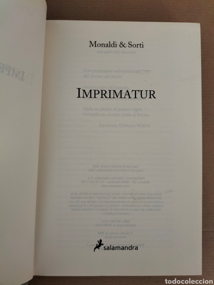 Libros de segunda mano: Imprimatur. Monaldi & Sorti. Contiene el CD. Ediciones Salamandra. Libro - Foto 3