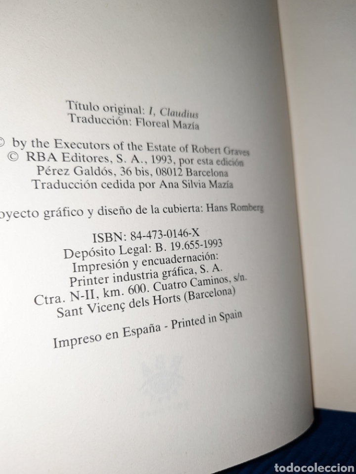 Libros de segunda mano: YO CLAUDIO, ROBERT GRAVES. RBA EDITORES - Foto 2